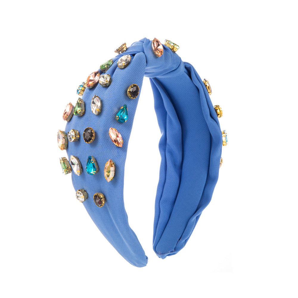 Wholesale fabric full diamond knotted colorful headband hair accessories
